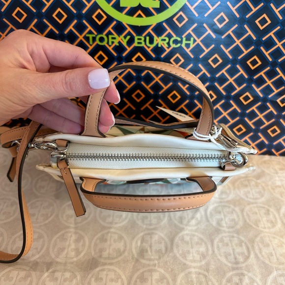 Tory Burch Ella Printed Nylon Mini Tote Bag Crossbody French Cream Floral - Picture 6 of 10